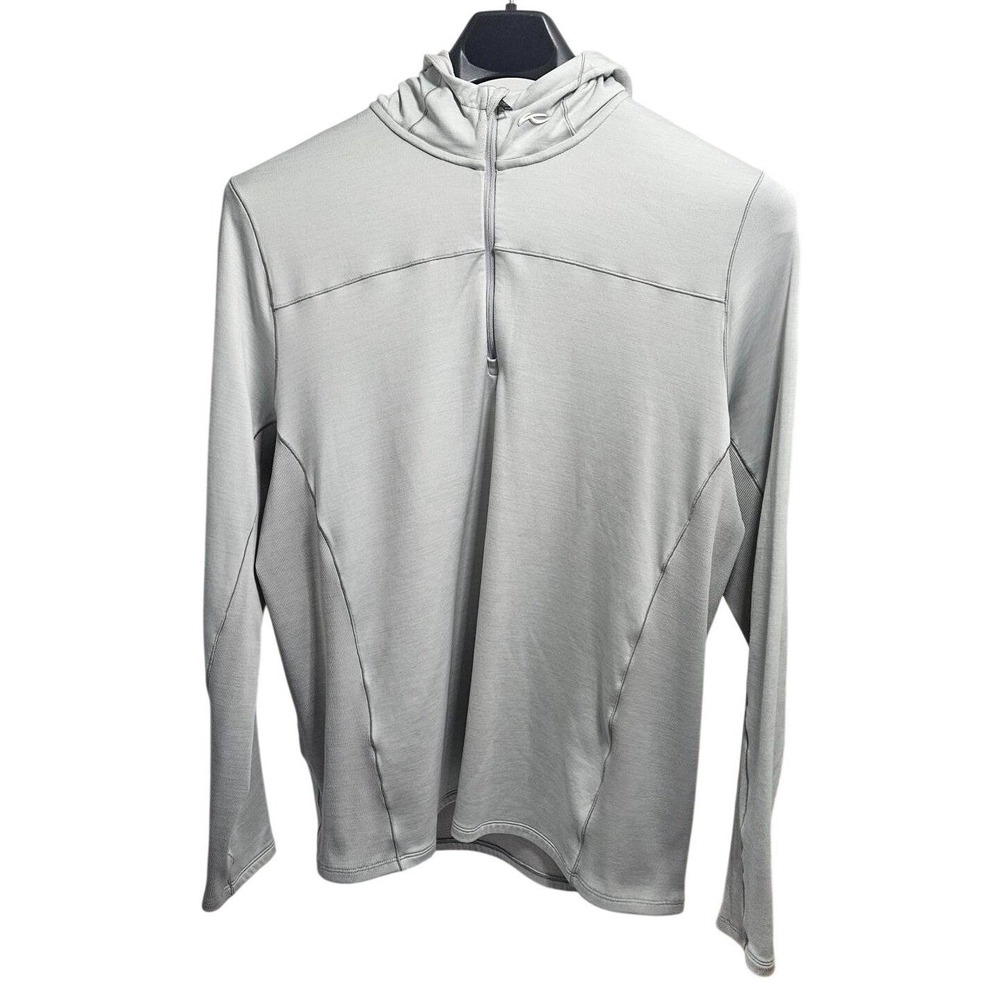 KJUS Men Lightweight Hooded Midlayer Half Zip Pullover 2XL Grey Athletic UPF50+*
